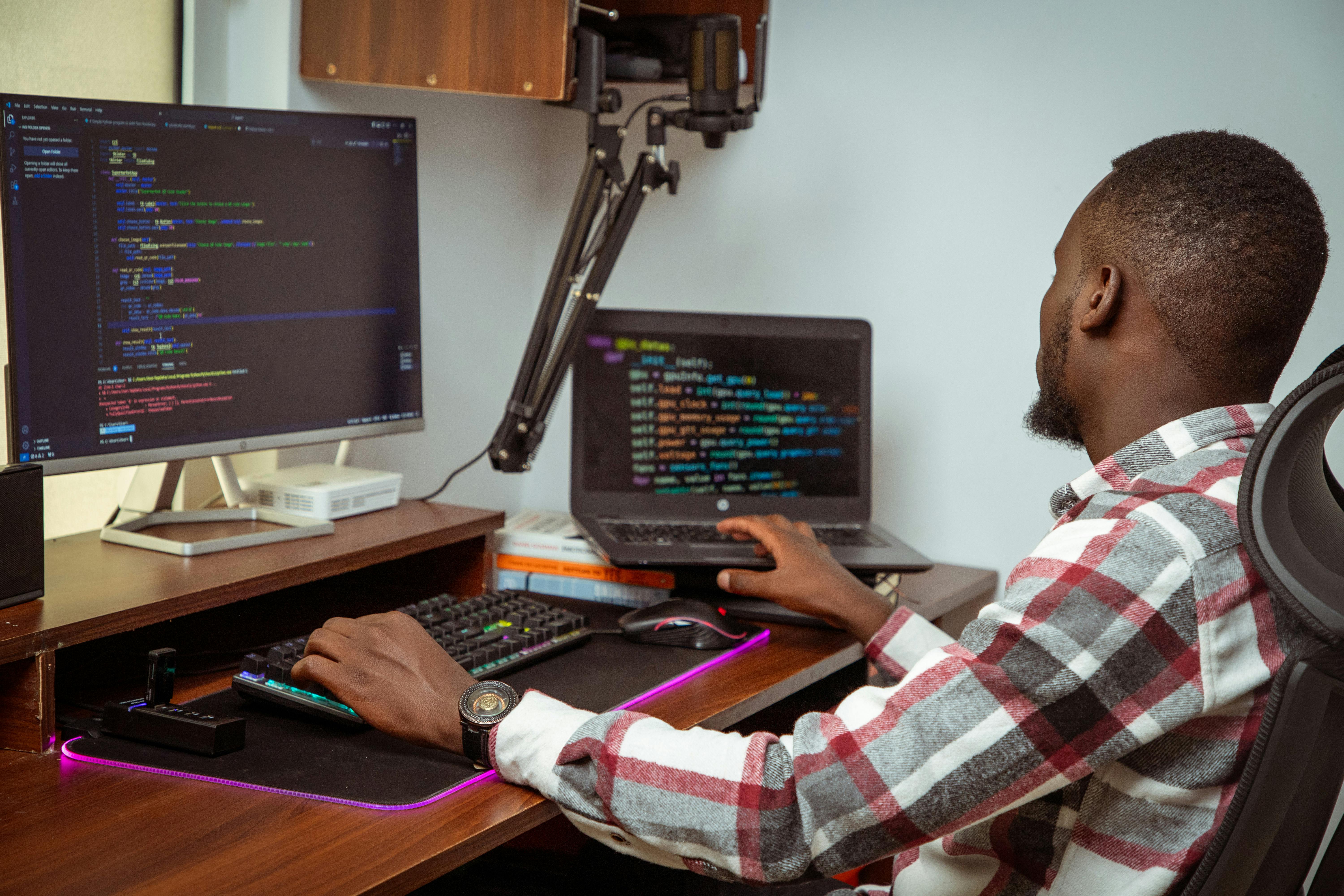 student writing code